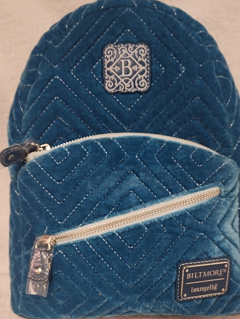Rare Retired 2020 Loungefly Biltmore Exclusive Teal Quilted Mini Backpack